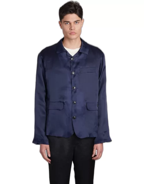 4sdesigns Casual Jacket In Blue Silk