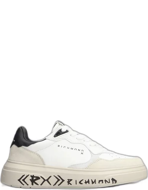 John Richmond Sneakers In White Suede And Leather