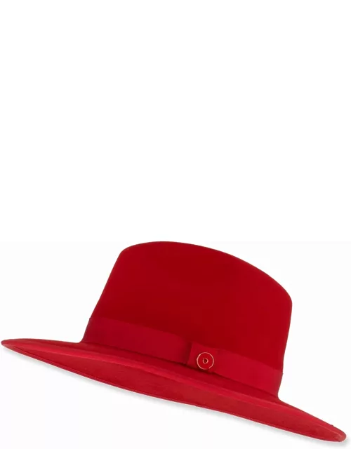Queen Red-Brim Wool Fedora Hat, Rose