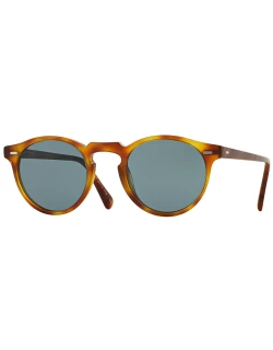 Gregory Peck Round Plastic Sunglasses, Brown/Tortoise