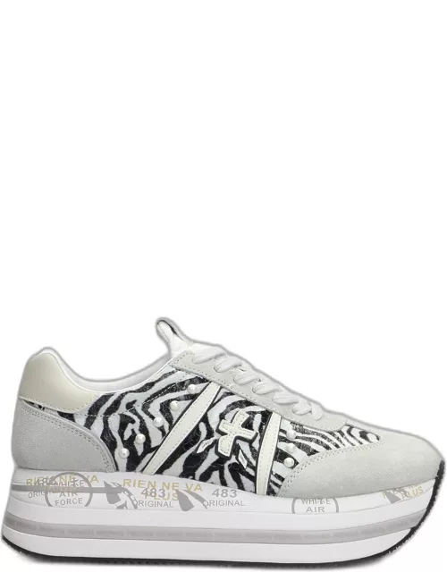 Premiata Beth Sneakers In White Suede And Fabric