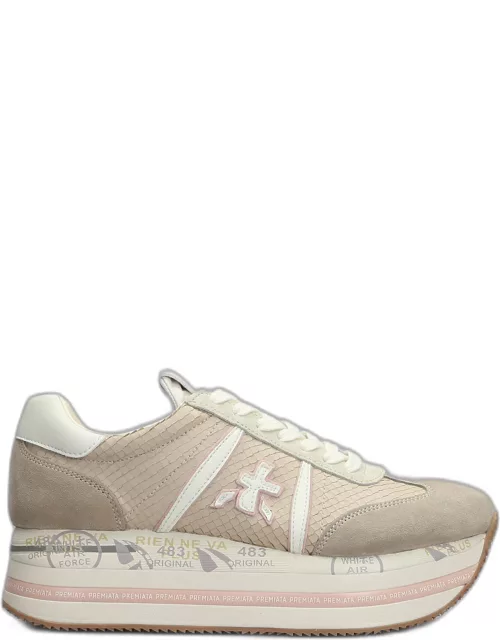 Premiata Beth Sneakers In Taupe Suede And Leather