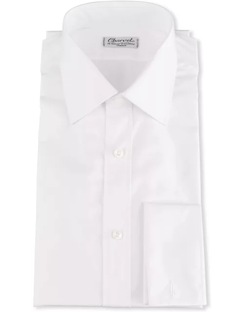 Men's Basic Solid Point-Collar Dress Shirt with French Cuff