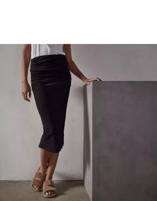 Recycled Brushed Jersey High Waisted Pencil Skirt - Black