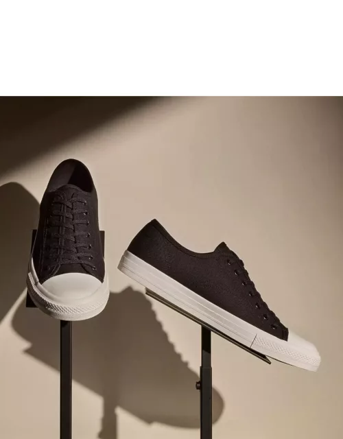 Men's Cotton Canvas Low Top Sneaker - Black