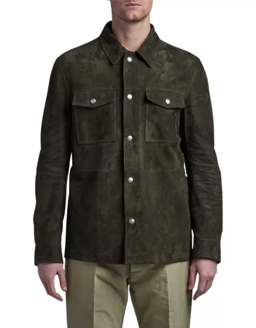 Men's Suede Button-Down Shirt Jacket