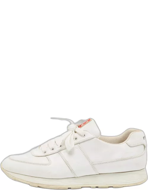 Prada White Leather Lace Up Sneaker