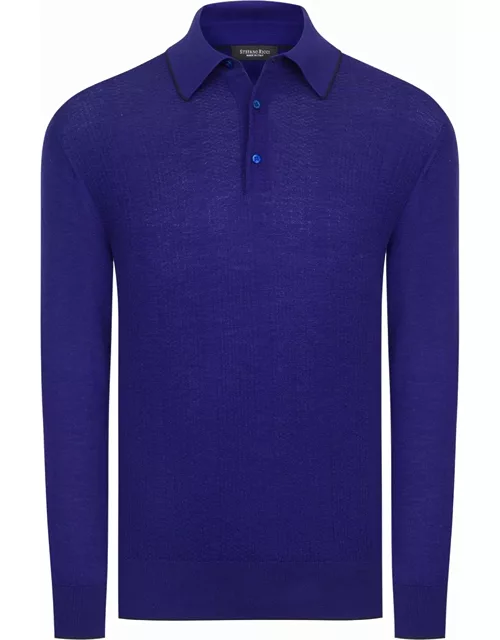 Men's Solid Cashmere-Silk Polo Sweater