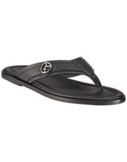 Men's Logo Leather Thong Sandal