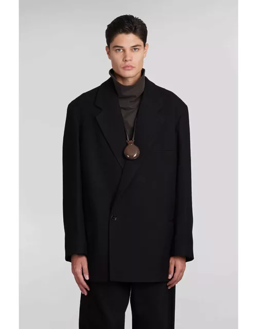 Lemaire Coat In Black Woo