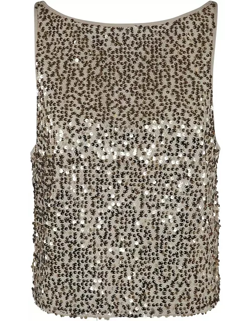 Rotate by Birger Christensen Net Sequins Boatneck Top