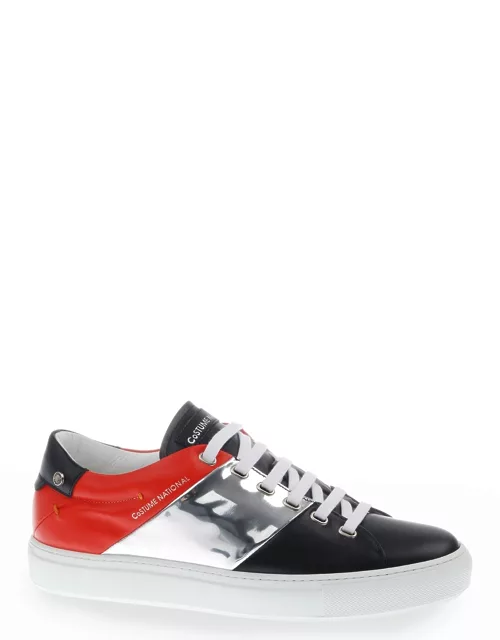 Men's Tricolor Leather Low-Top Sneaker