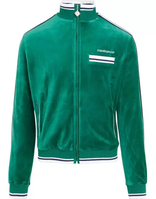 Casablanca Logo Embroidered Velvet Track Jacket