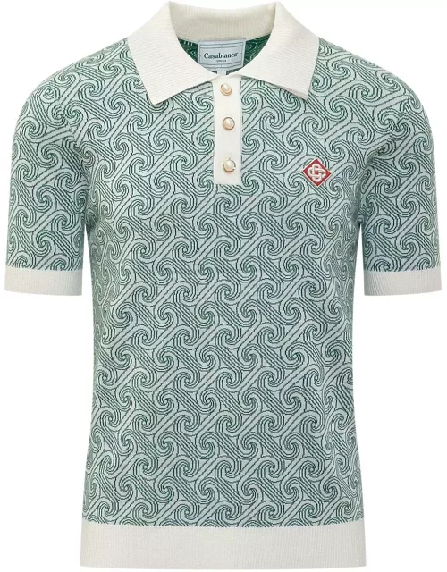 Casablanca Column Jacquard Monogram Polo Shirt