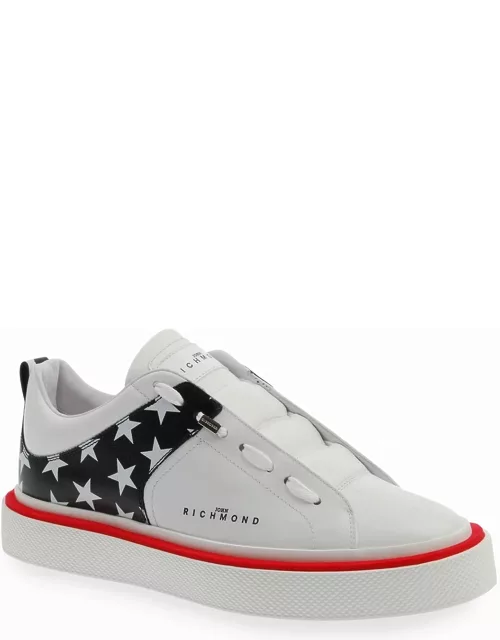 Men's Tricolor Star-Print Low-Top Sneaker