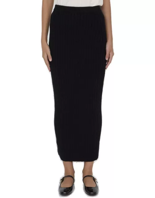 Max Mara Seta High Waist Ribbed-knit Skirt