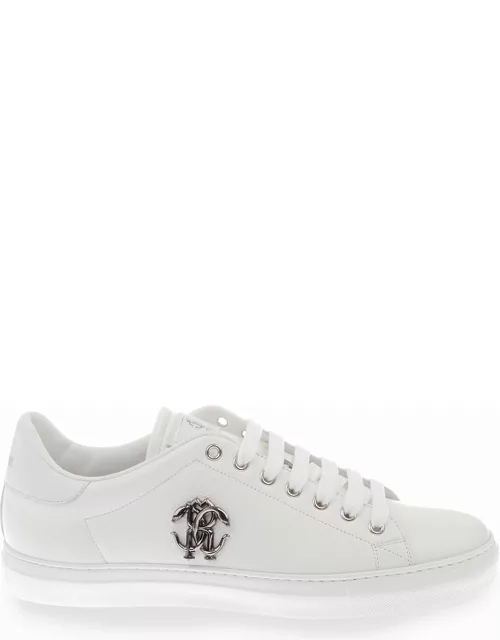 Men's Logo Leather Low-Top Sneakers, White