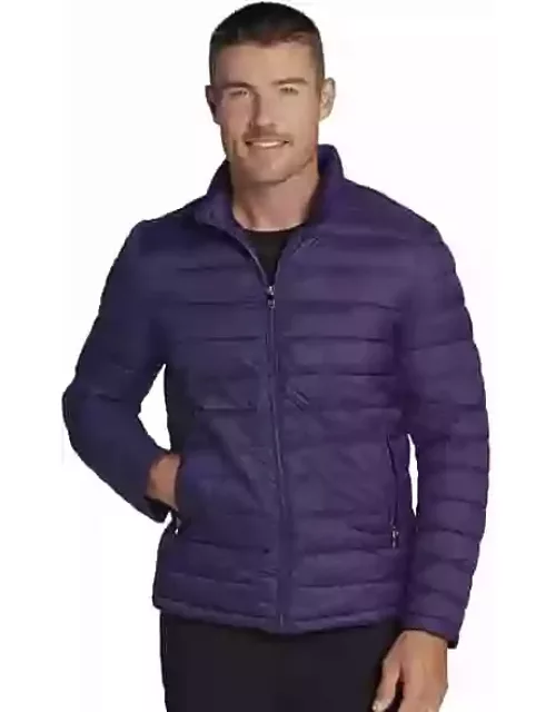 Awearness Kenneth Cole Men's Modern Fit Faux Down Puffer Jacket Purple