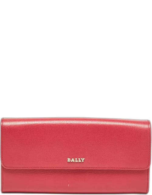 Bally Pink Leather Logo Flap Continental Wallet