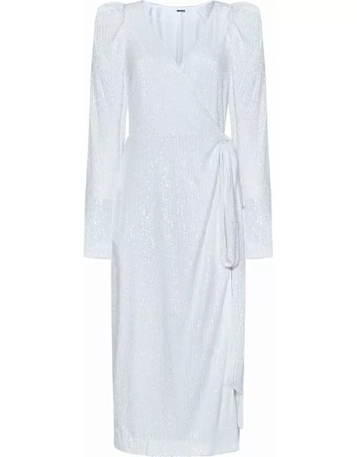 Rotate by Birger Christensen V-neck Sequined Midi Wrap Dres