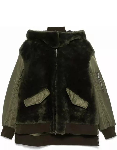 Blancha Olive Green Shearling Jacket