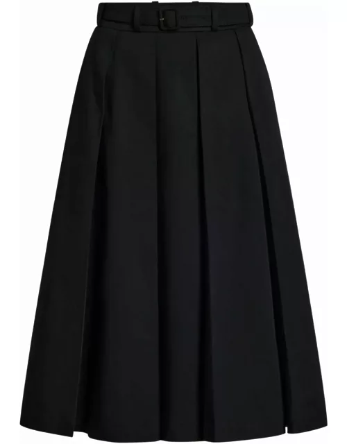 Patou Pleated Midi Skirt In Organic Cotton