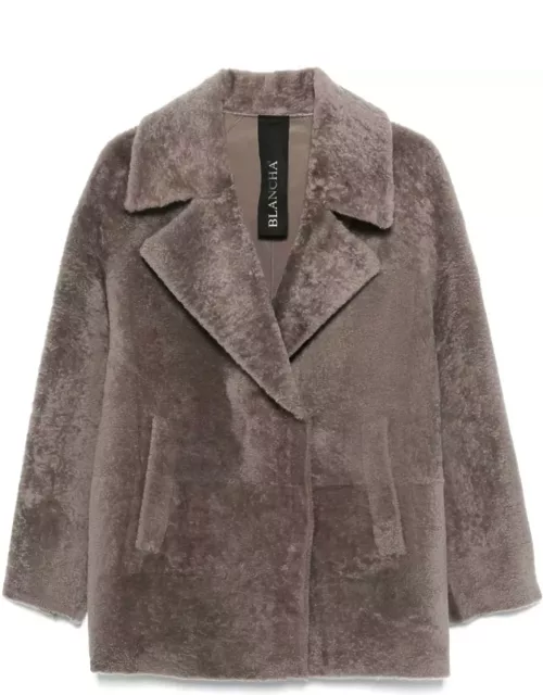 Blancha Taupe Grey Shearling Jacket