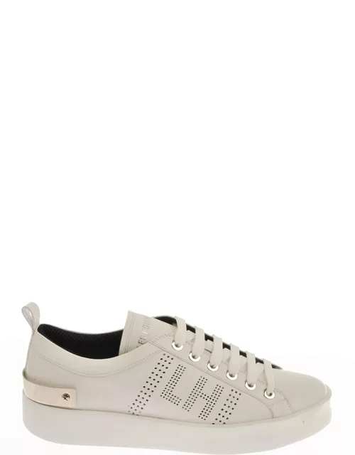 Men's Perforated Logo Leather Low-Top Sneaker