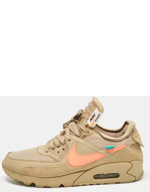 Off-White x Nike Beige Fabric and Suede Air Max 90 Desert Ore Low Top Sneaker