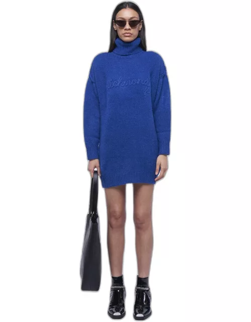 John Richmond Maxi Sweater With Logo Turtleneck