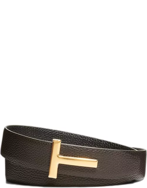 Men's Leather T-Buckle Belt