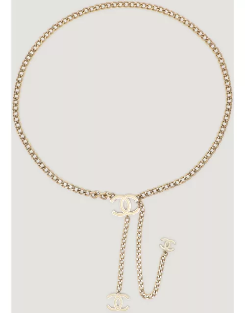 Chanel Gold Tone Enamel CC Charm Chain Belt