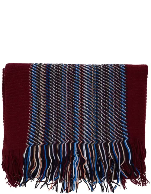 Missoni Multicolor Rectangular Scarf With Diagonal Stripes Motif In Wool Blend Man