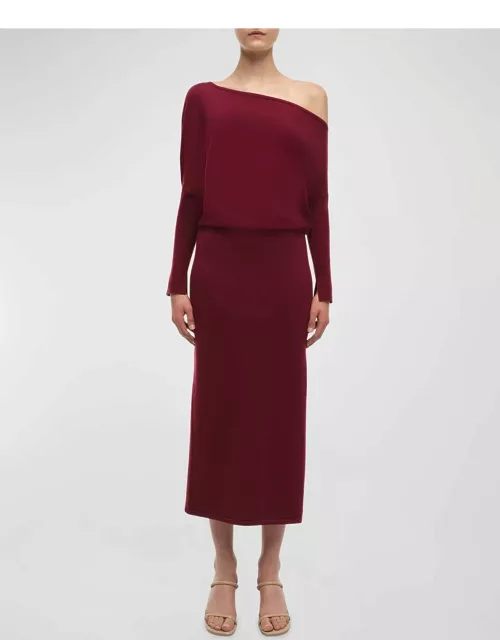 Janese One-Shoulder Wool-Blend Midi Dres