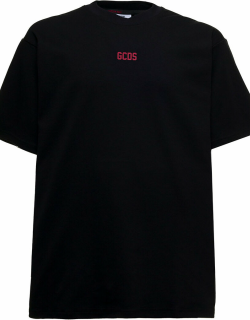 GCDS Basic Black Cotton T-shirt With Logo