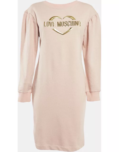 Love Moschino Pink Logo Detail Lurex Cotton Knit Dress