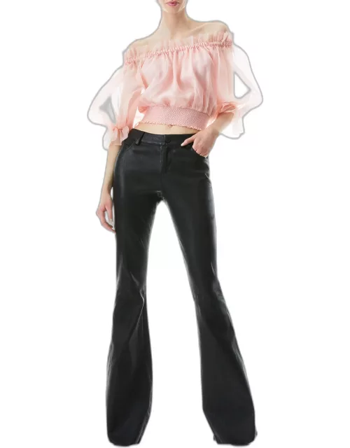 Brent High-Waist Leather Bell Pant