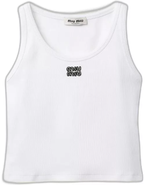 Logo Embroidered Ribbed Tank Top