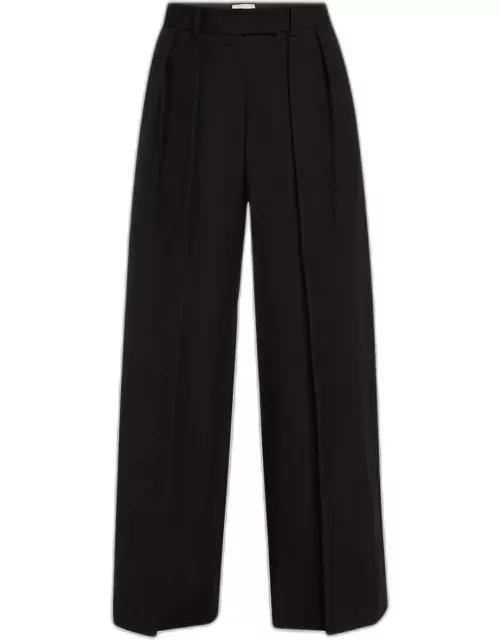 May Pintuck Wide Leg Wool Pant