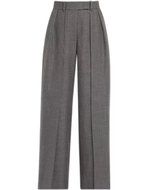 May Pintuck Wide Leg Wool Pant