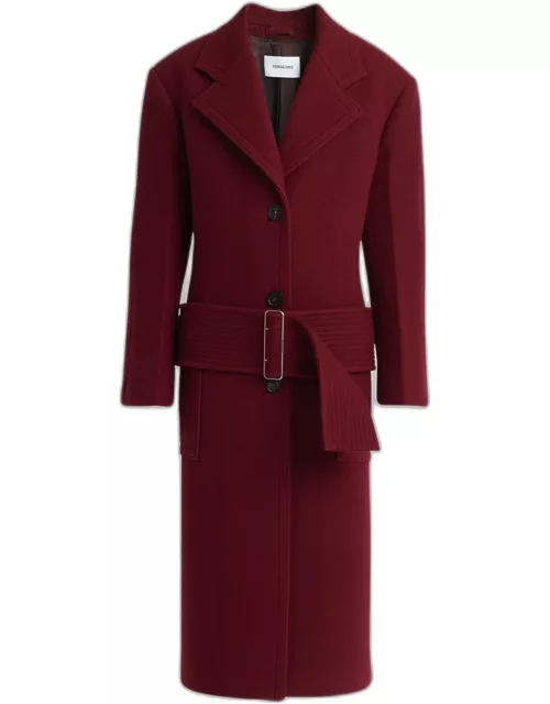 Wool-Cashmere Belted Single-Breasted Overcoat