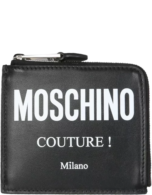 moschino square wallet with leather logo