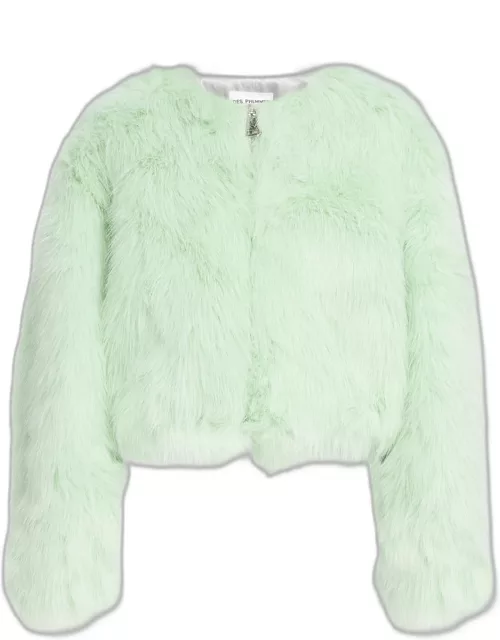 Cropped Faux Fur Bomber Jacket