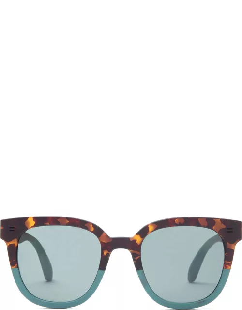 TOMS Women's Sunglasses Green Traveler Matte Blonde Tortoise Sage Fade With Grey Lens - Juniper