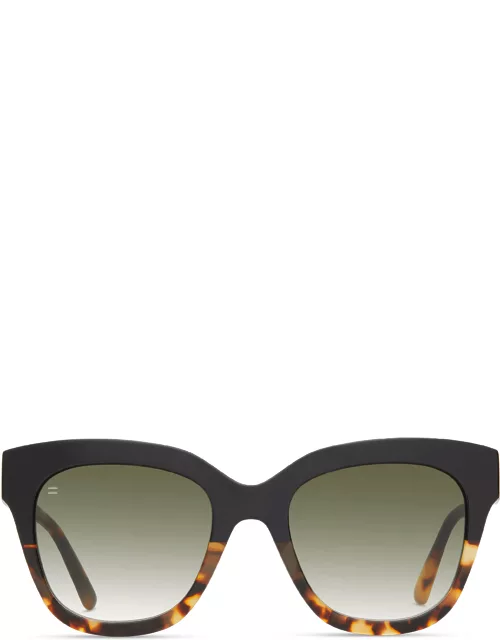 TOMS Women's Sunglasses Multi Black Tortoise Fade With Deep Olive Gradient Lens - Sloane