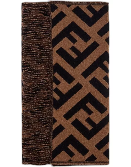 Fendi 45x170 Jacquard Ff Macro Scarf Brown TU