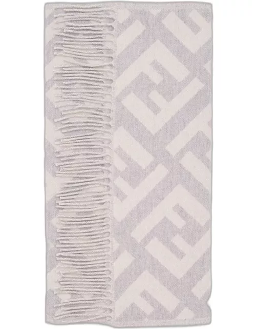 Fendi 45x170 Jacquard Ff Macro Scarf White TU