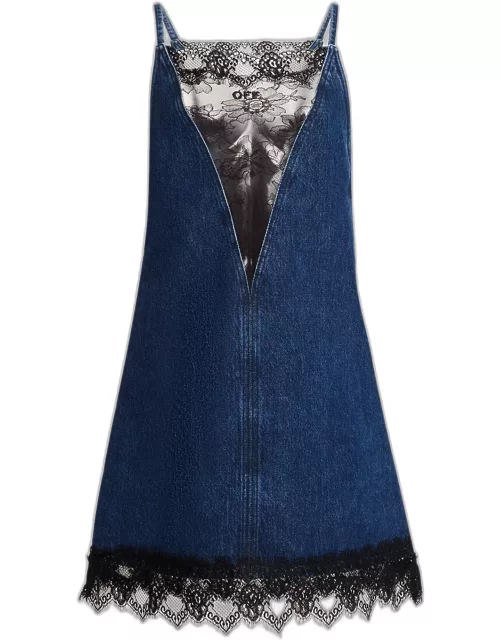 Lace 20s Denim Mini Slip Dres