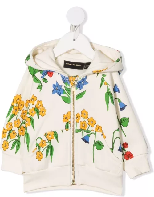 Mini Rodini Snow Flowers organic cotton hoodie