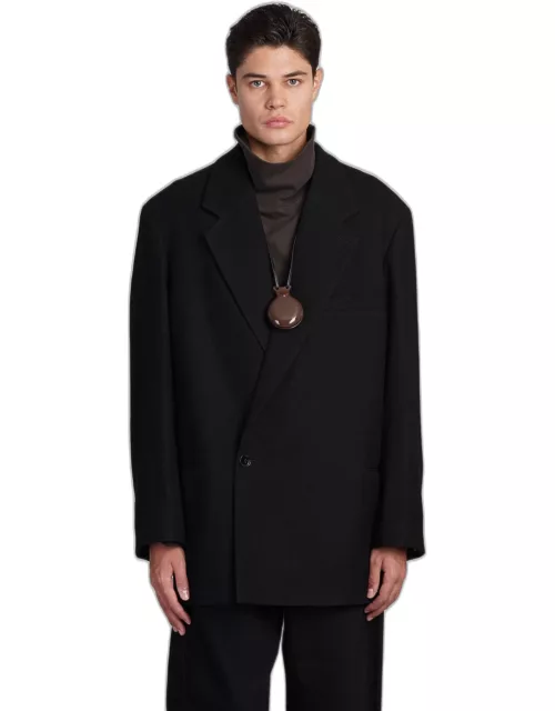 Lemaire Coat In Black Woo